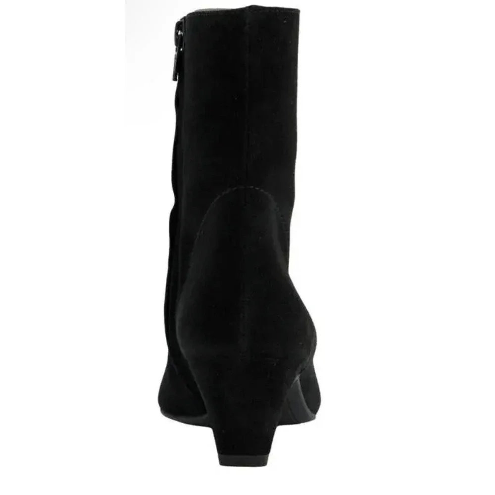 Paul Green Ciara Black Suede Pointed‎ Toe Kitten Heel Bootie Womens 6 UK 3.5 New